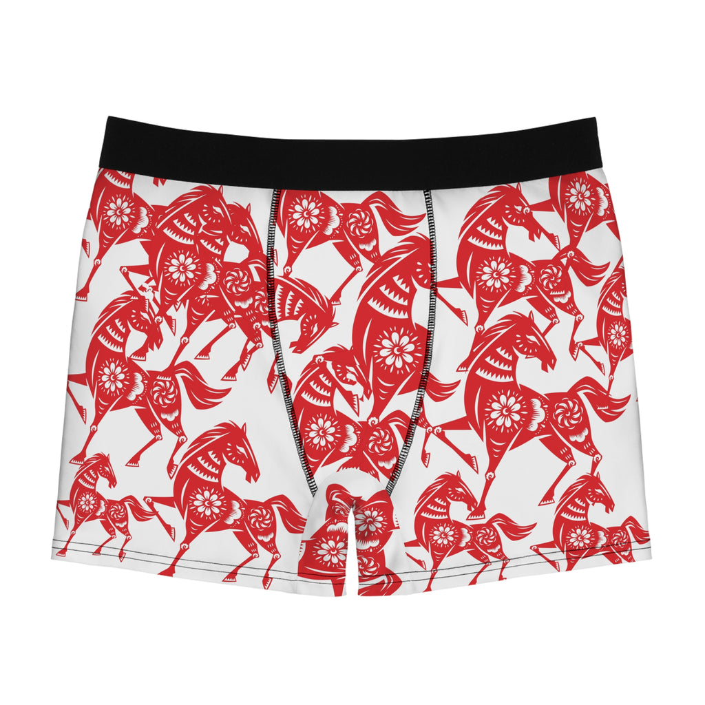 Red Paper-Cut Horse Boxer Briefs
