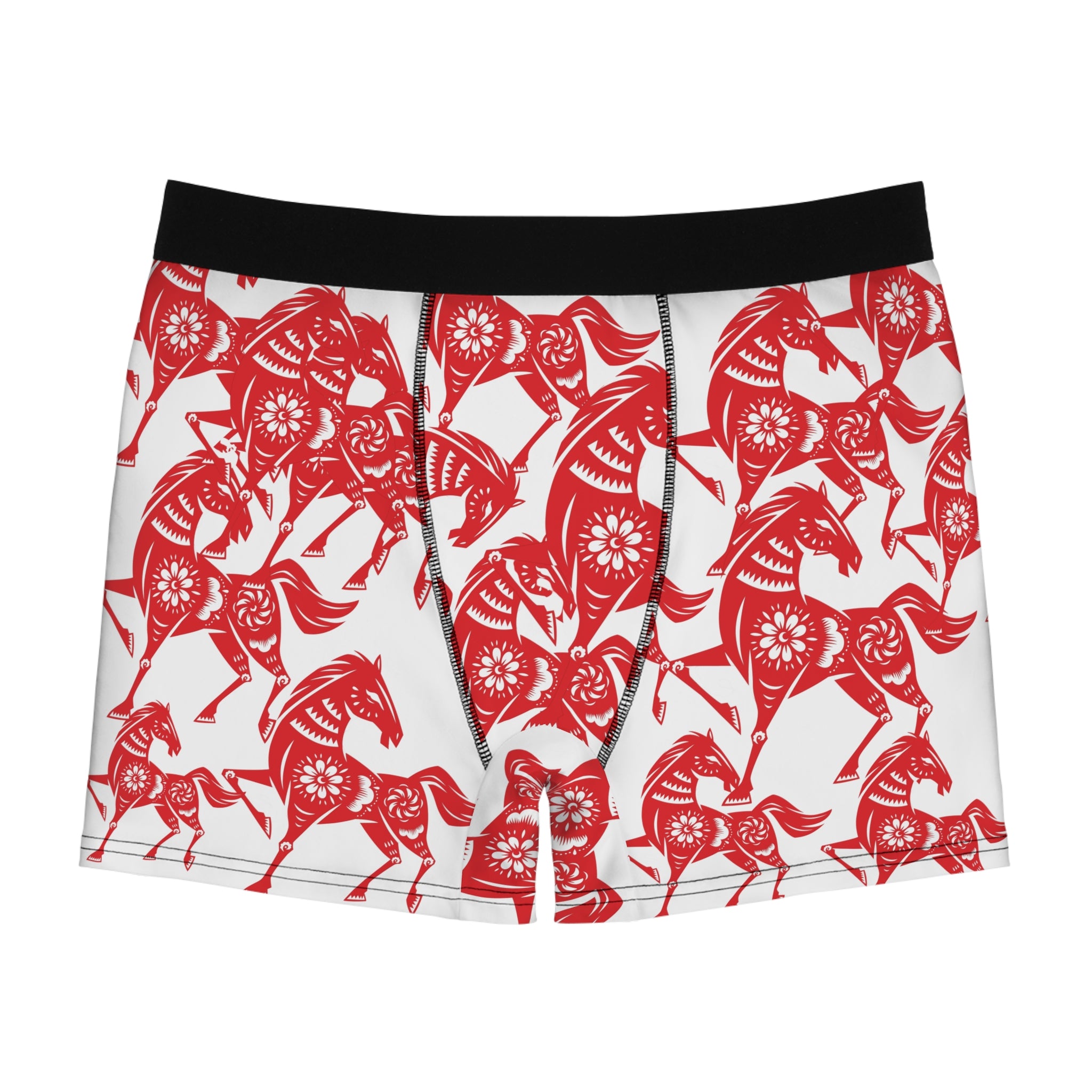 Red Paper-Cut Horse Boxer Briefs